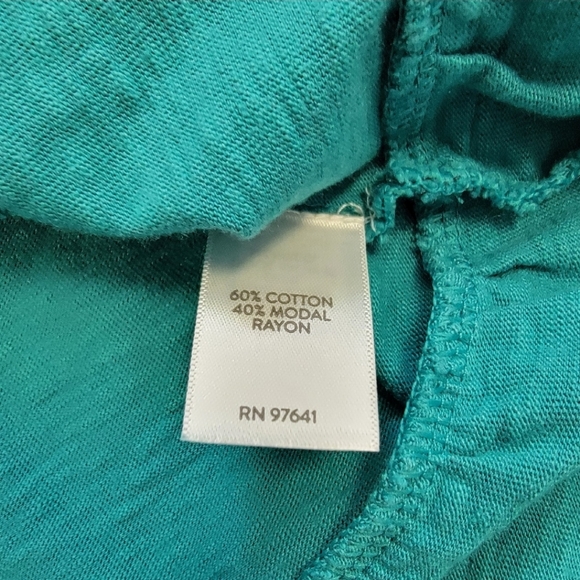 J Jill Flounced Hem Double V Neck Knit Dress SP Small Petite Aegean Teal Casual - Picture 6 of 10